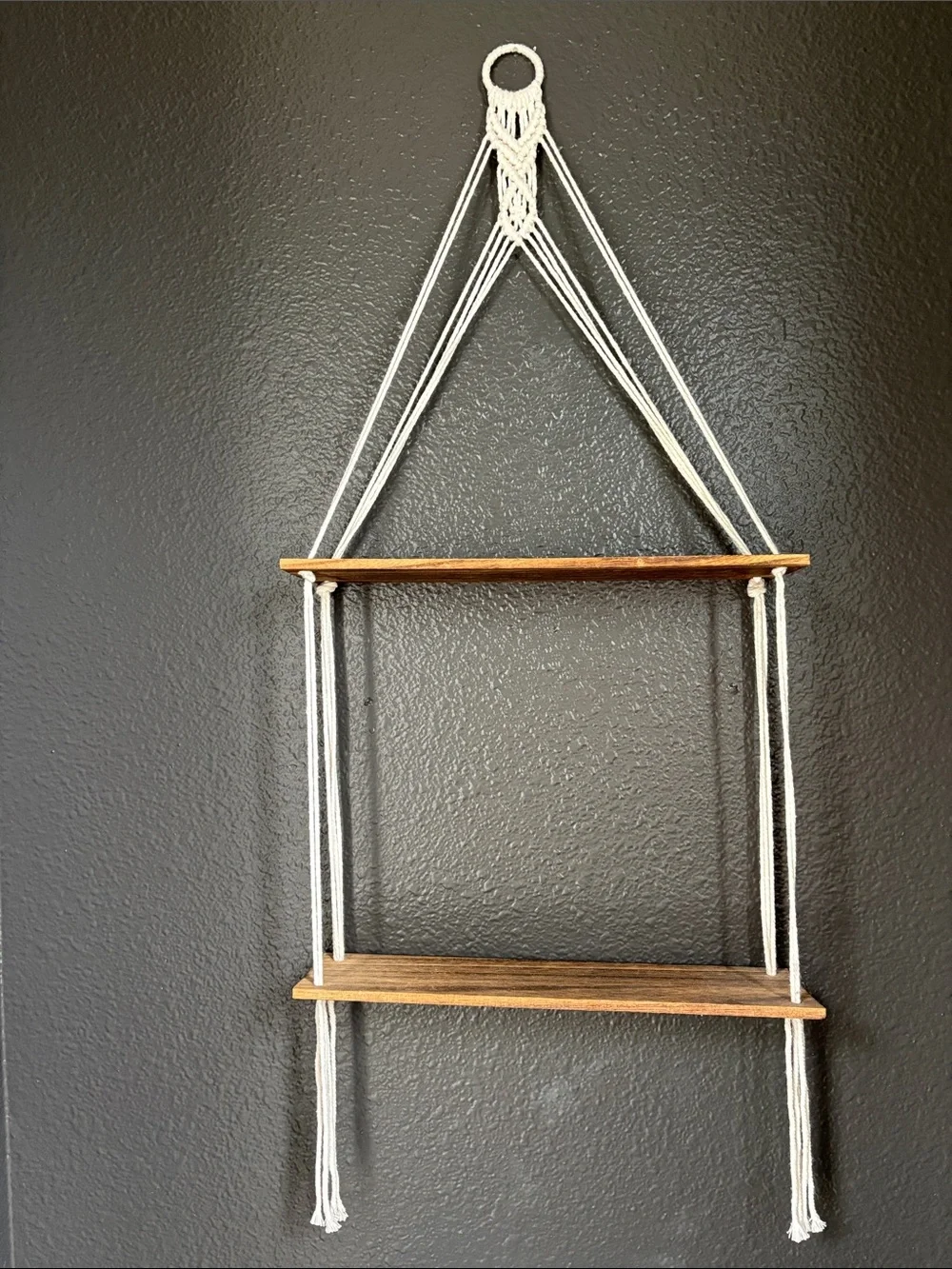 Handcrafted White Macrame Hanging Shelf